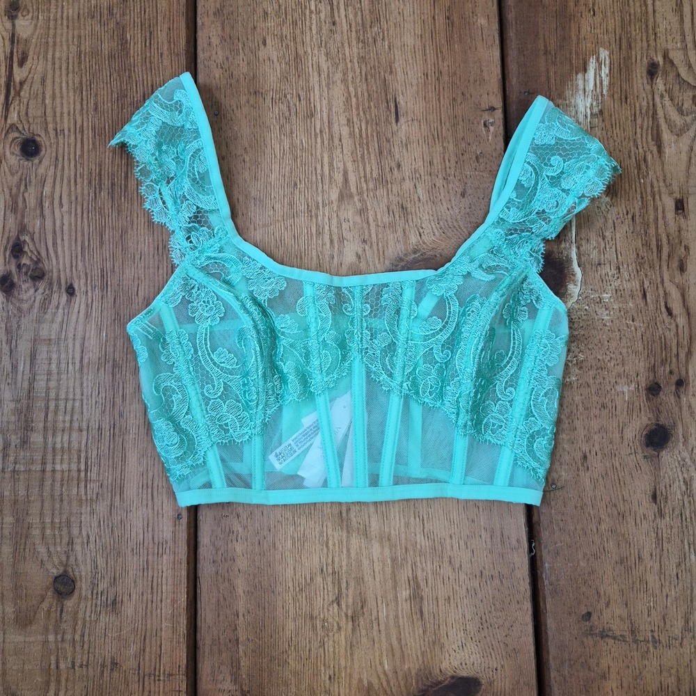Victoria's Secret Dream Angels Mint Green Lace Corset Top Size M NWT